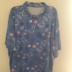 Flamingo Print Blue Women's Top